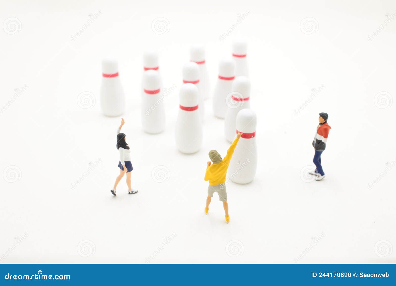 A Mini of Figure, Play the Bowling Stock Photo Image of alley