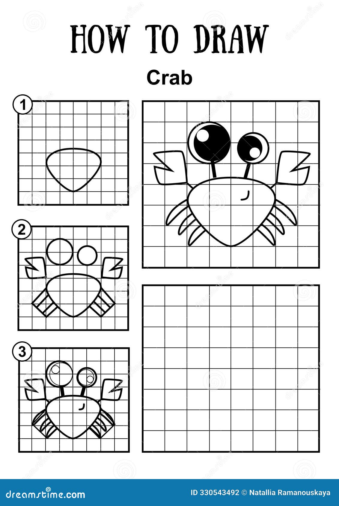mini-game for children. how to draw a moravian character. draw a crab from the pattern.