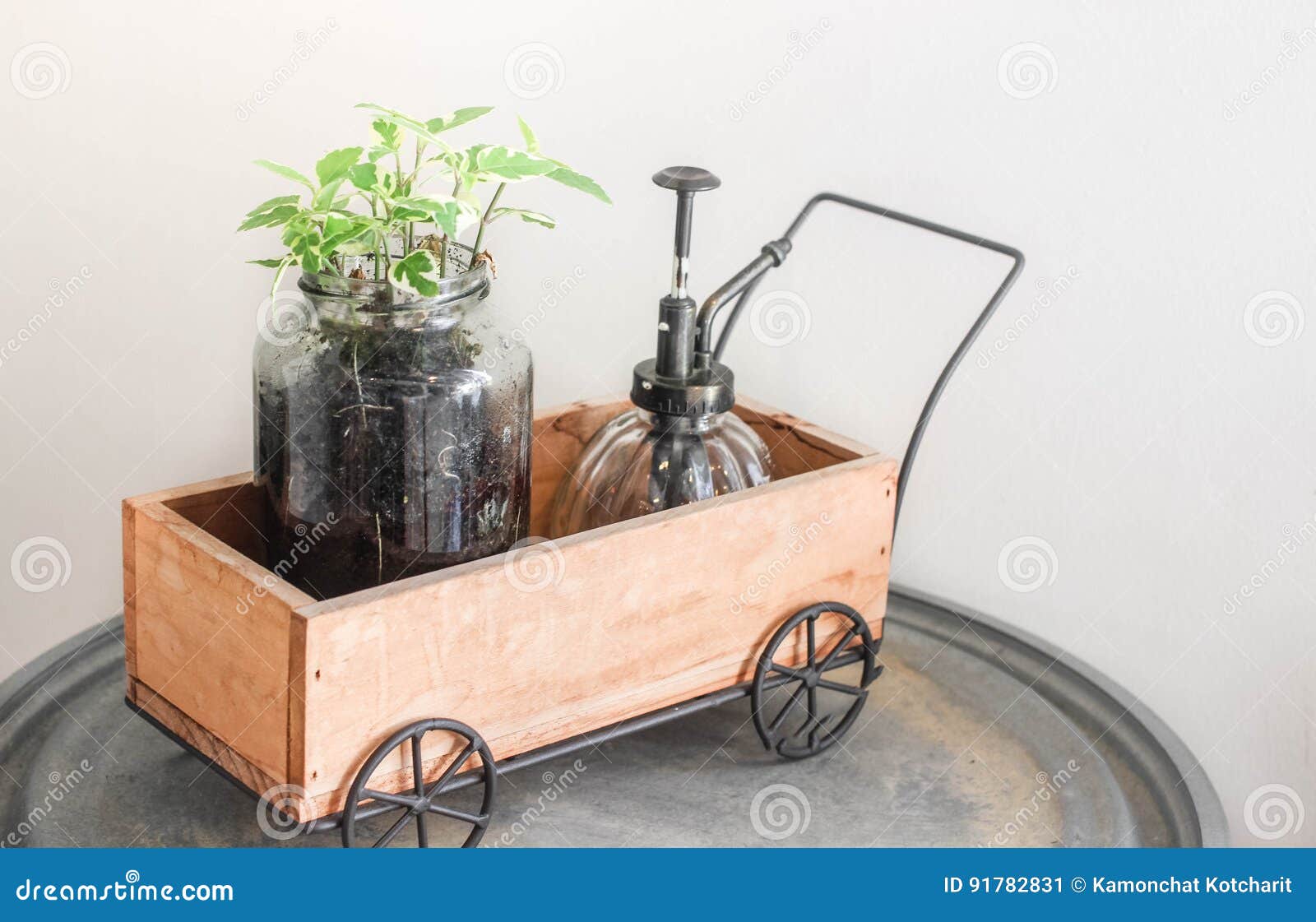 Mini garden cart stock image. Image of gardening, blossom 91782831