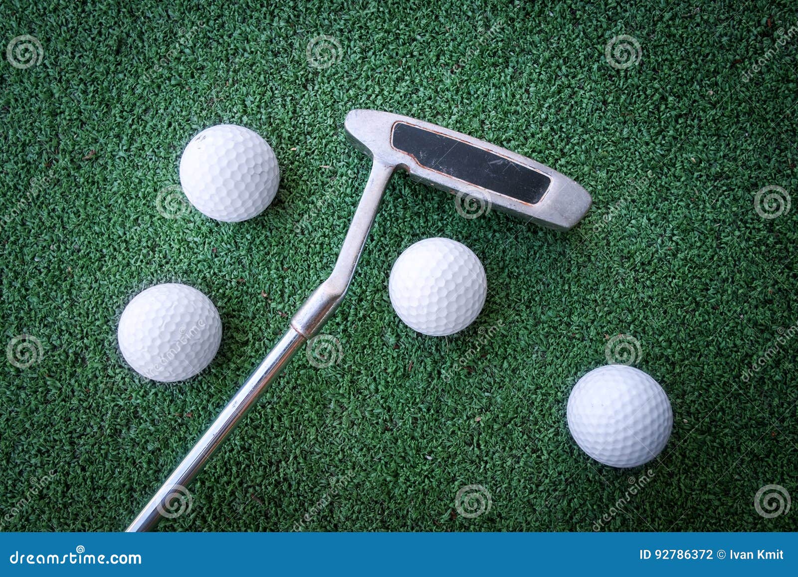 mini golf scene with ball and club