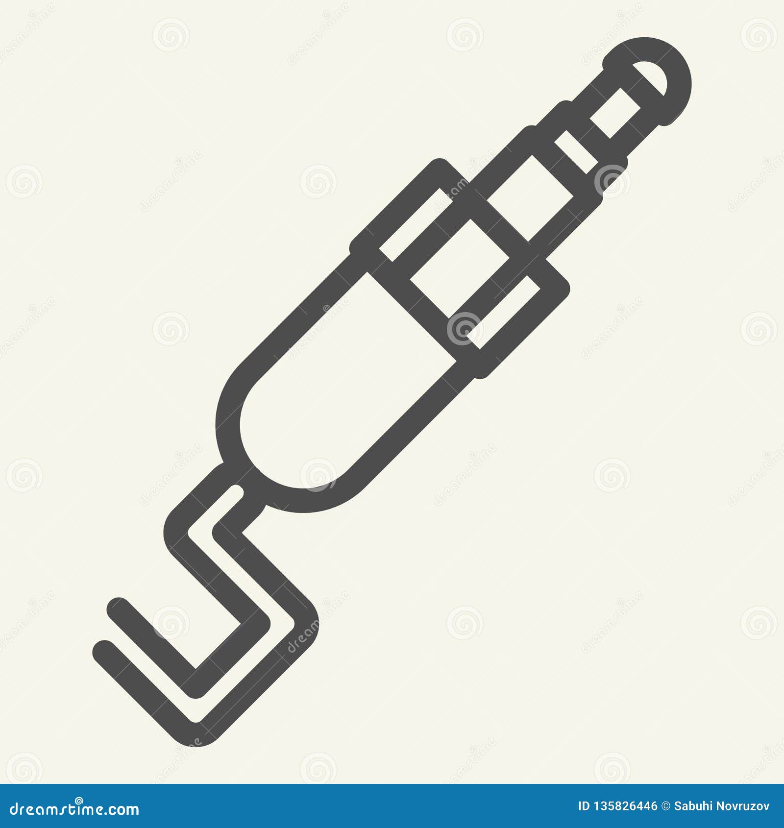 mini jack line icon. cable connector    on white. audio jack outline style , ed