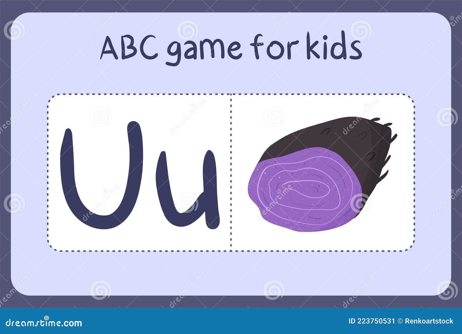 Mini Juegos De Alfabeto Infantil Con Estilo De Dibujos Animados Con Letra U  Ube. Ilustración del Vector - Ilustración de carta, color: 223750531