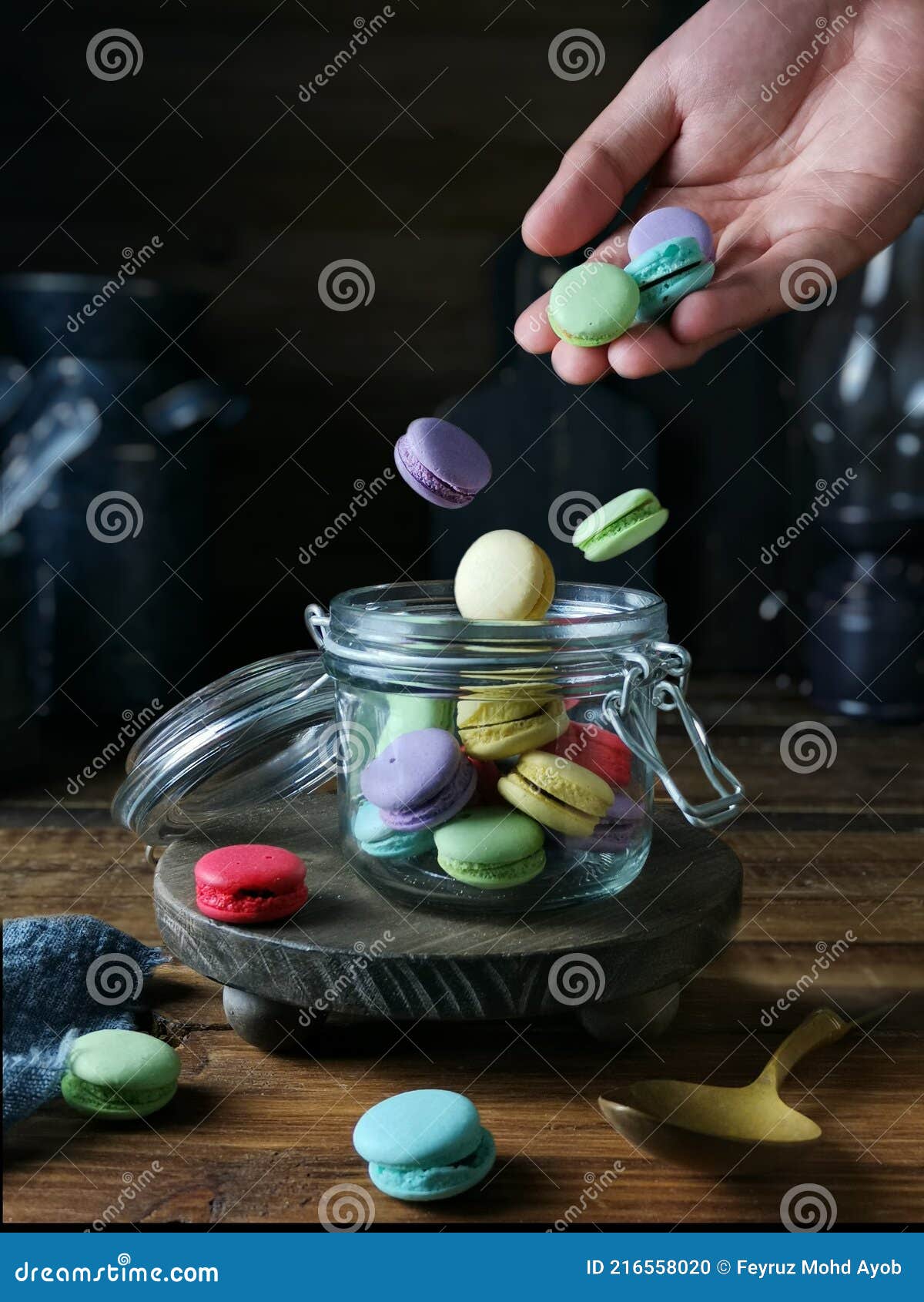 Mini Macaroons Dumped in a Glass Jar Stock Photo - Image of glass ...