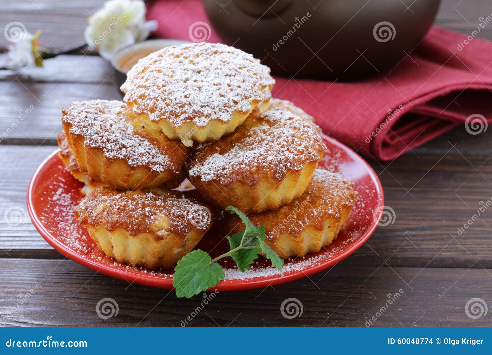 Mini Madeleine Muffins Powdered Sugar Stock Photos Free & Royalty