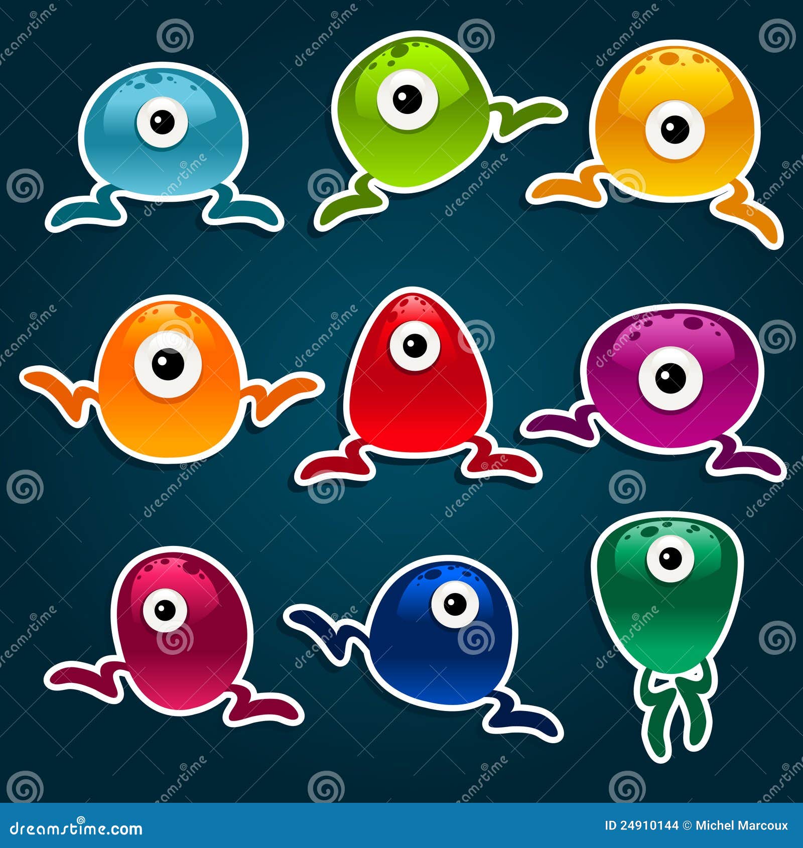 Mini monstro estrangeiros. Jogo de monstro estrangeiros coloridos.