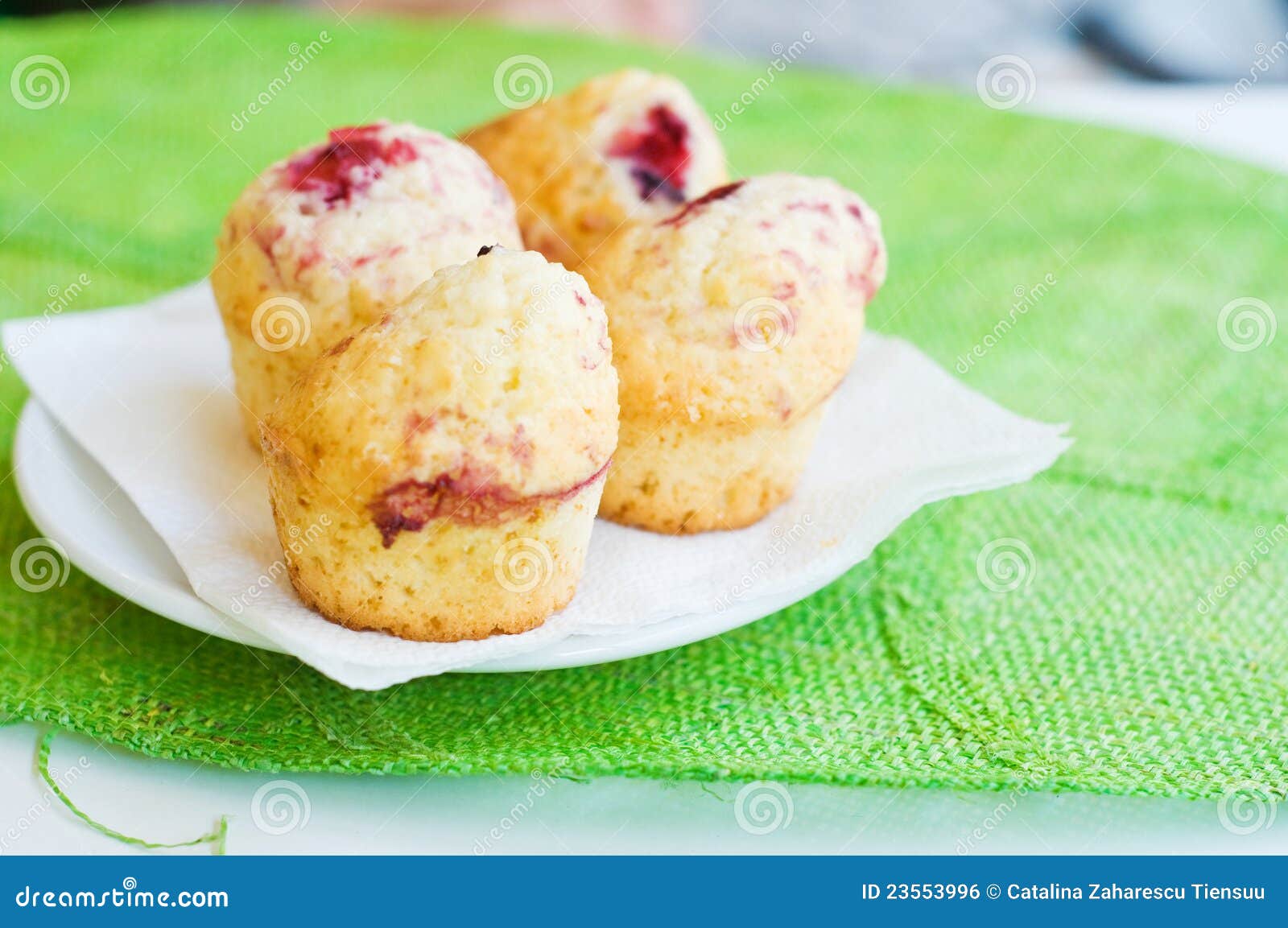 Mini Muffins with Vanilla and Raspberries Stock Photo Image of food