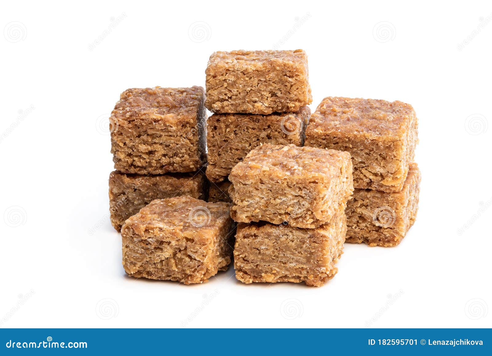 Mini Oat and Syrup Flapjack Slices Isolated on White Stock Image