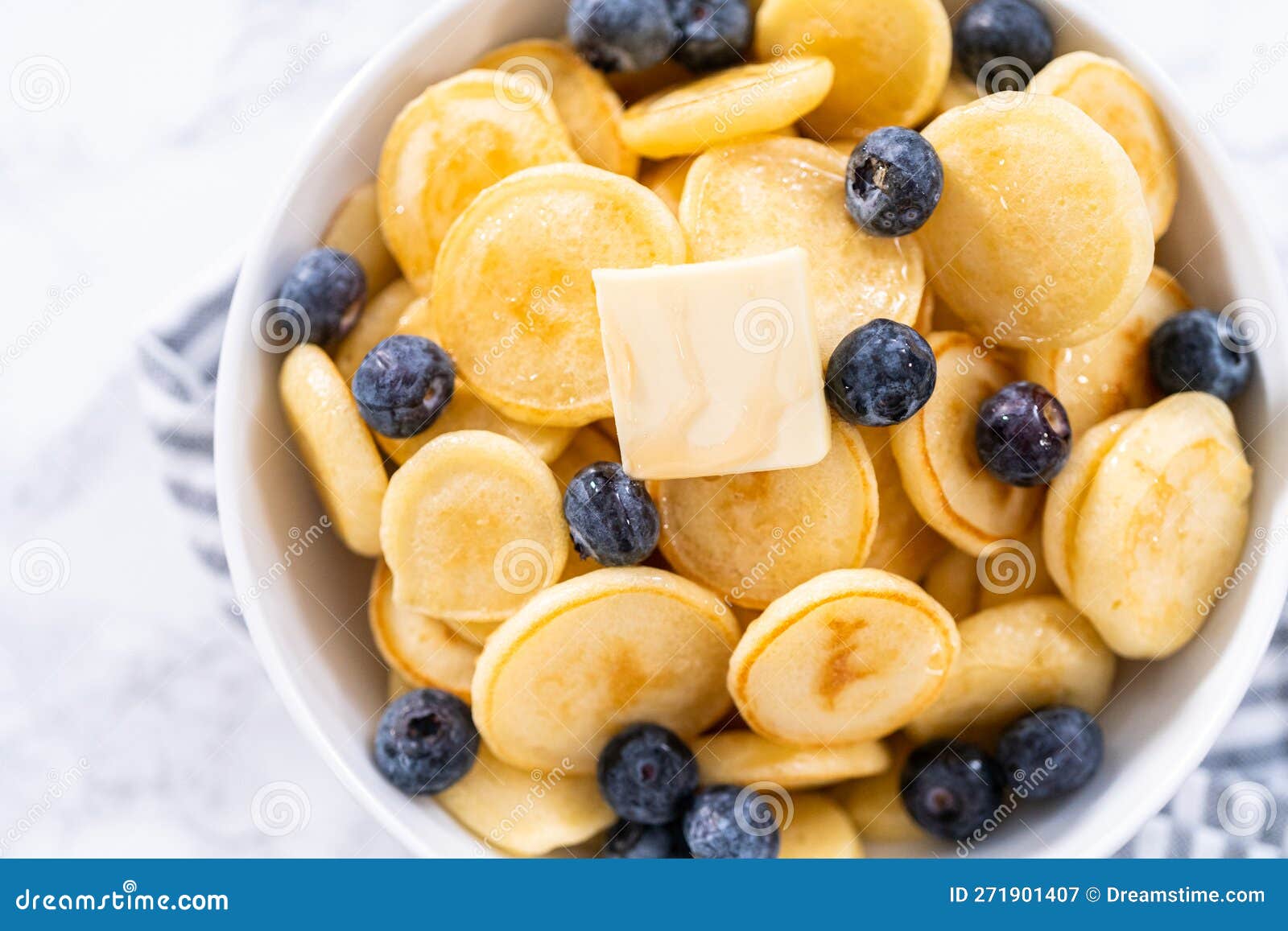 Mini pancake cereal stock image. Image of blue, healthy 271901407