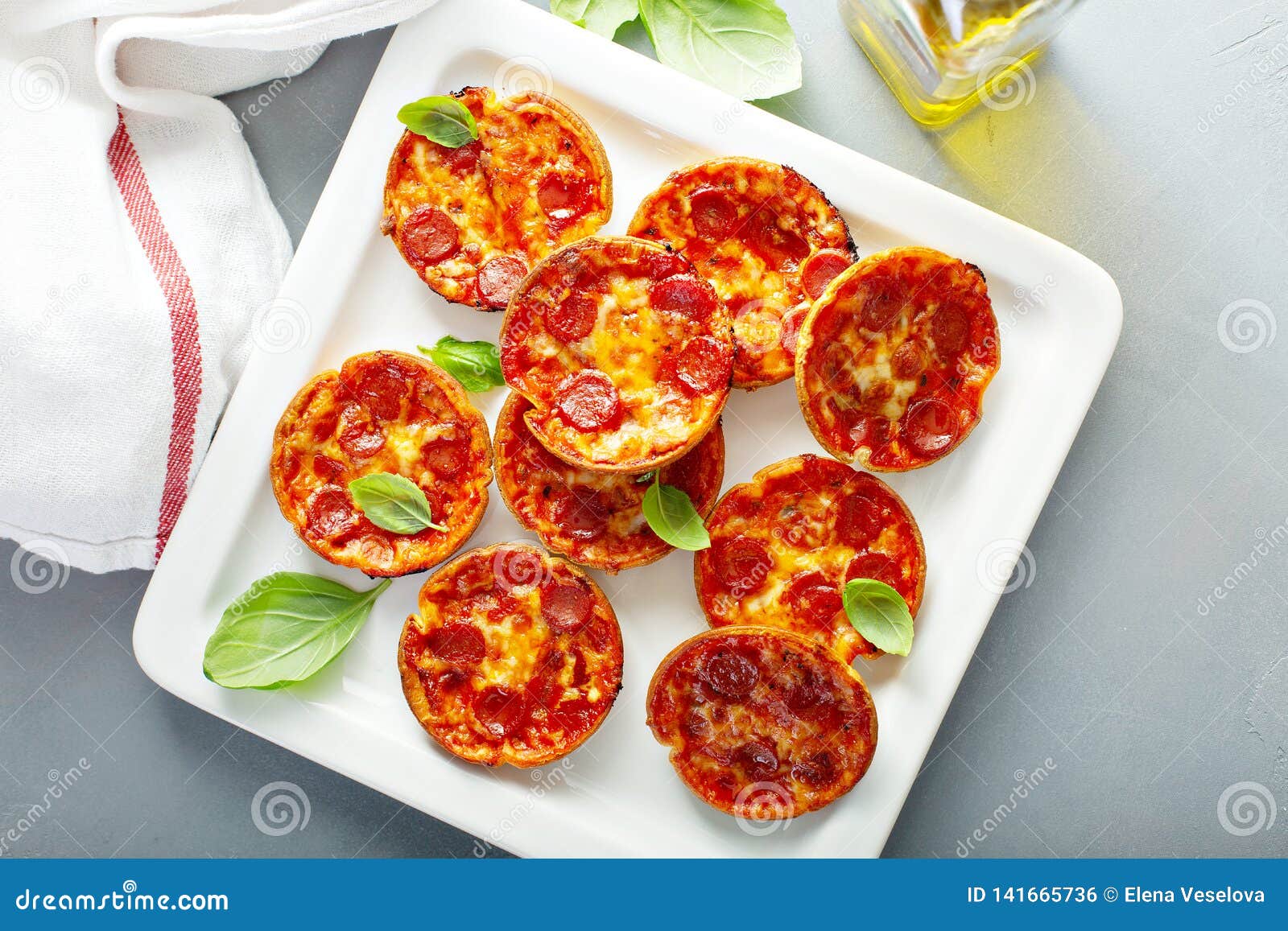Mini pepperoni pizzas stock photo. Image of lunch, mini 141665736