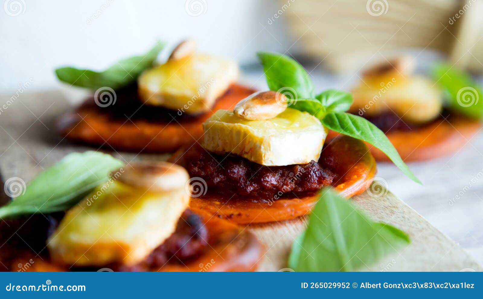 Mini Pizza with Sobrassada and Brie Cheese. Stock Photo Image of