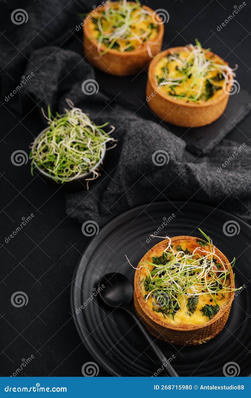 Mini Quiche with Herbs on Plate Stock Photo Image of corn, herbs