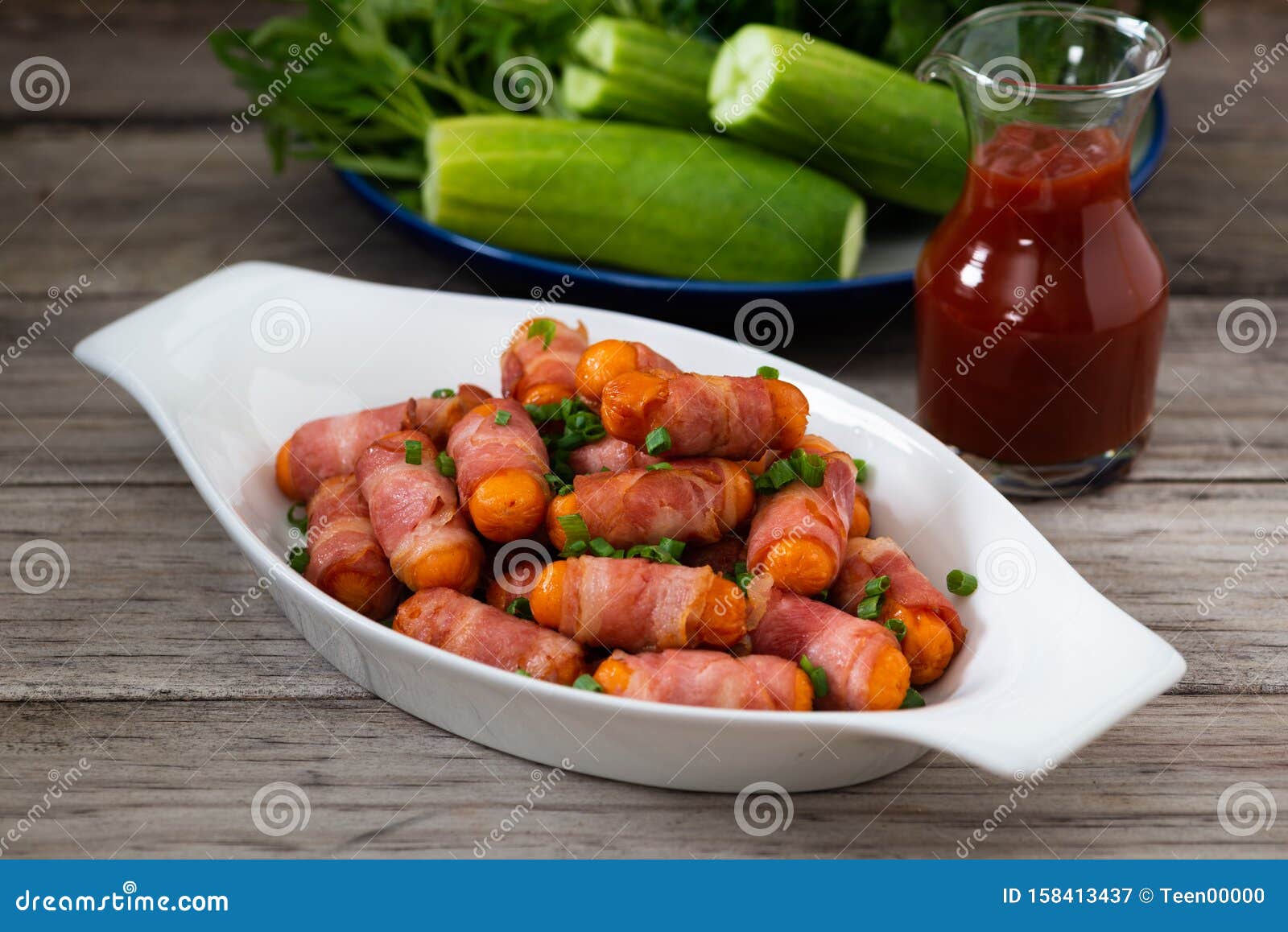Mini Sausage Wrapped in Bacon Stock Image Image of background, cooked