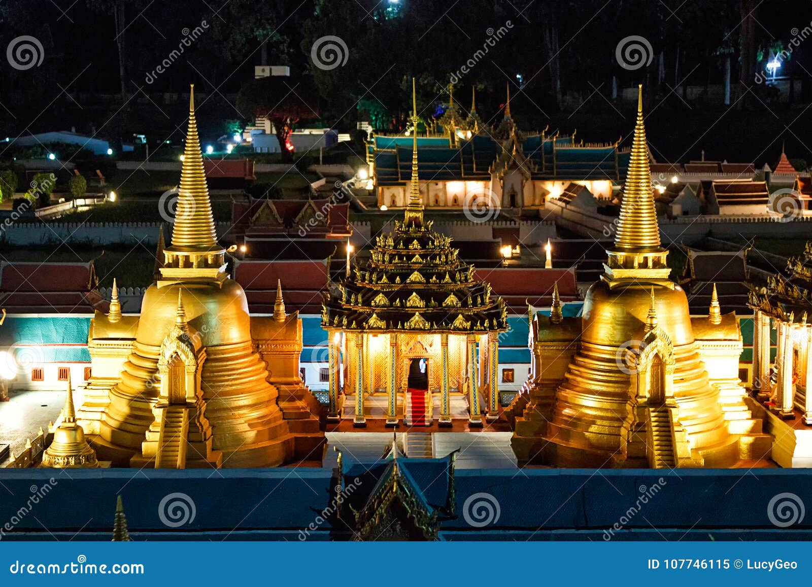 mini siam thailand: beauty in the evening photography of thai attractions.