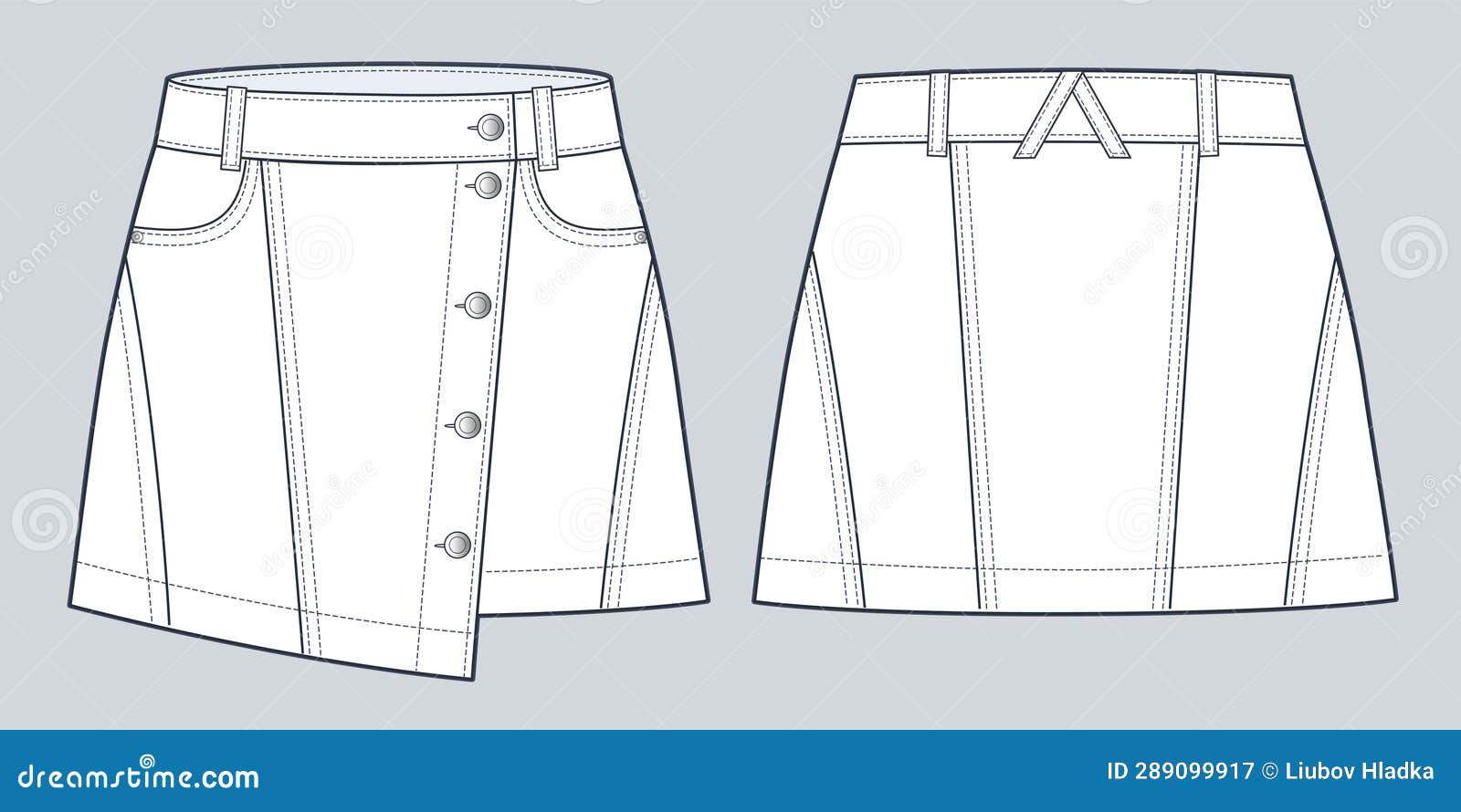 Mini Skirt Technical Fashion Illustration. Asymmetric Skirt Fashion ...