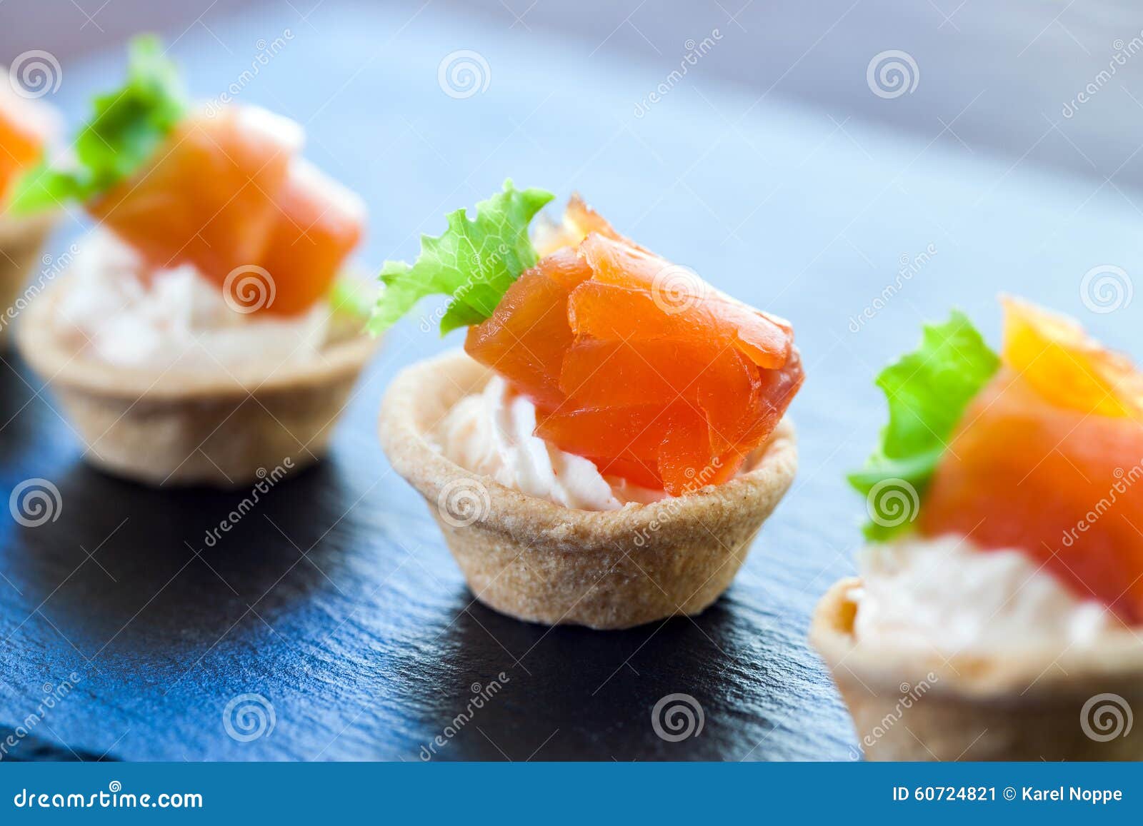 Mini Smoked Salmon Pastry Tartlets for Catering. Stock Image - Image of ...