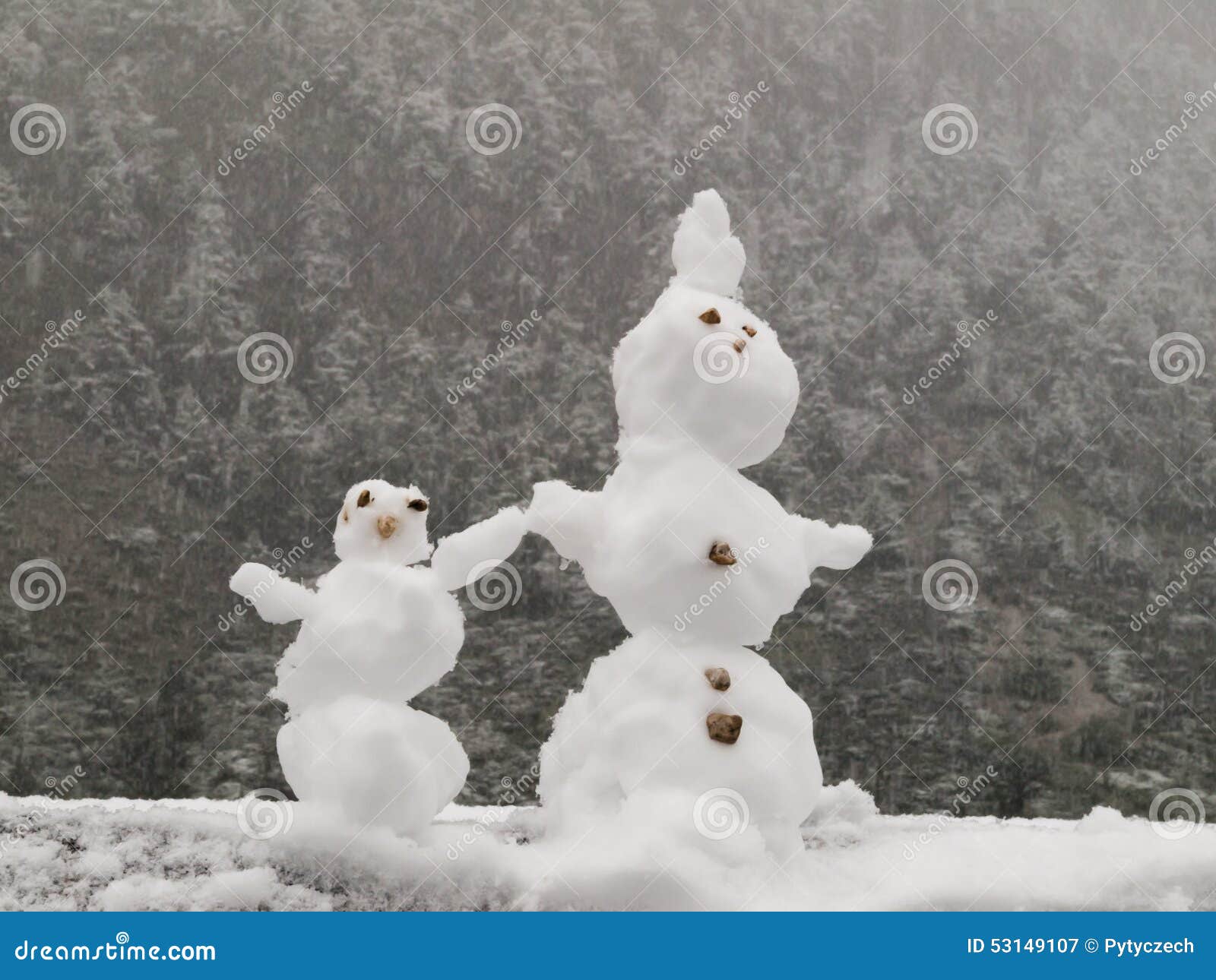 Mini Snowman Couple stock image. Image of small, mini - 53149107