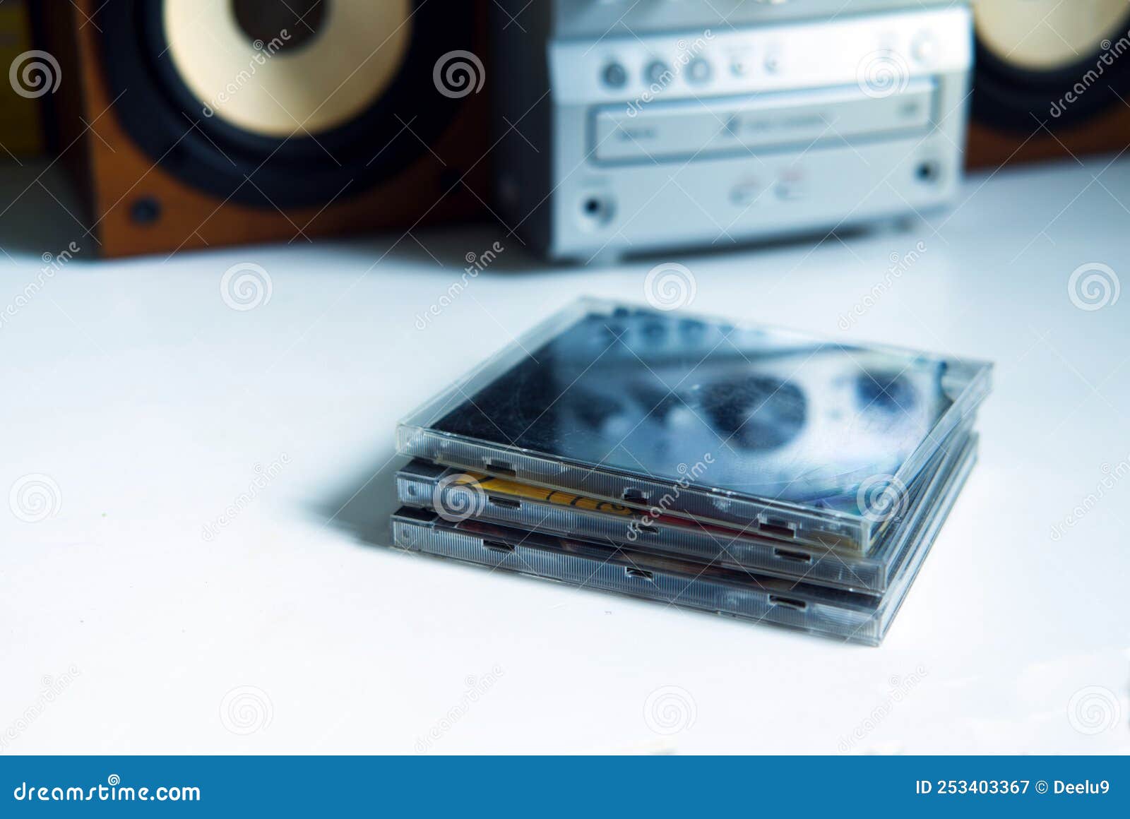 Mini Stereo System from the 90s and Old Cds Stock Image Image of home