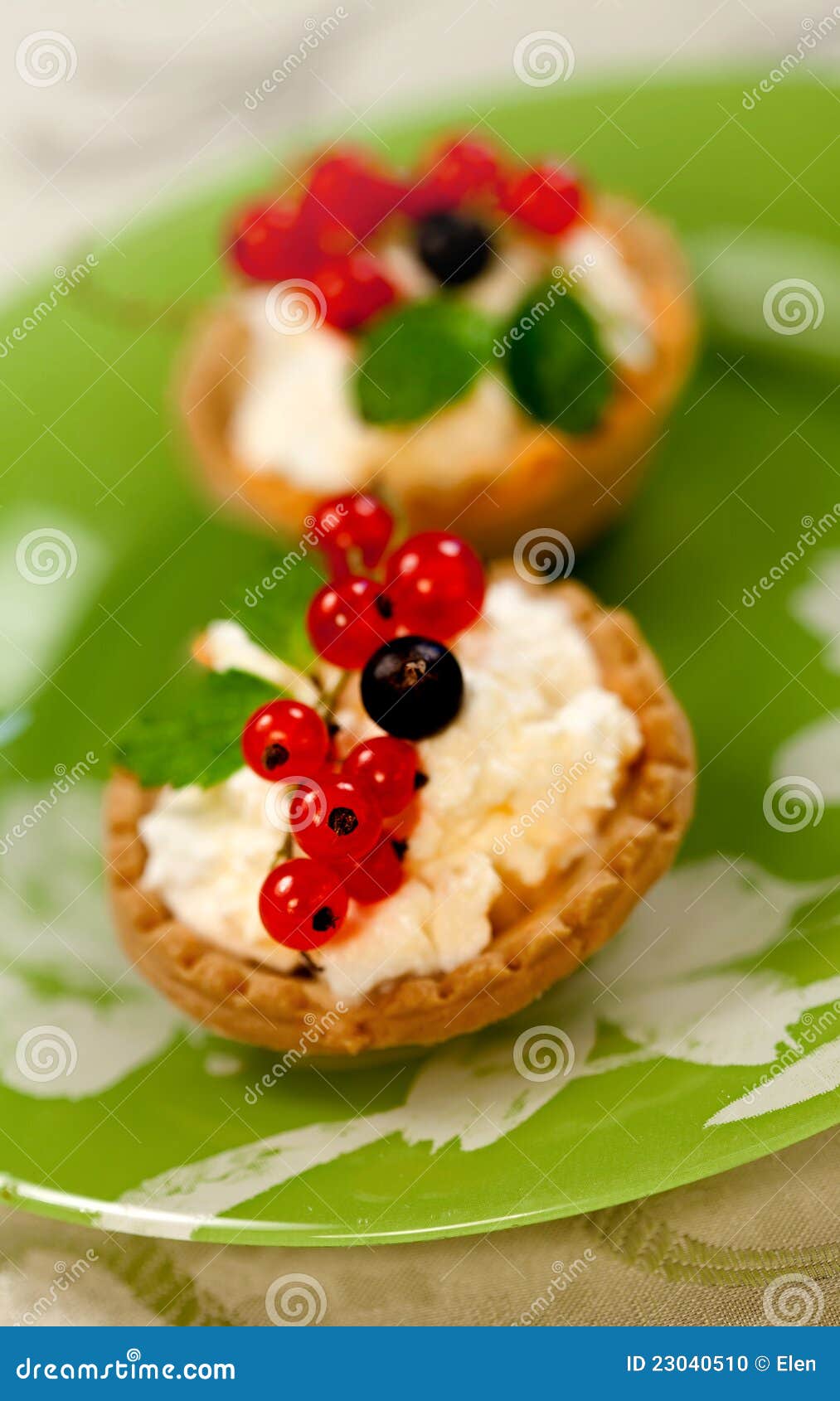 Mini Tarts with Cheese and Red Currant Stock Photo - Image of cream ...