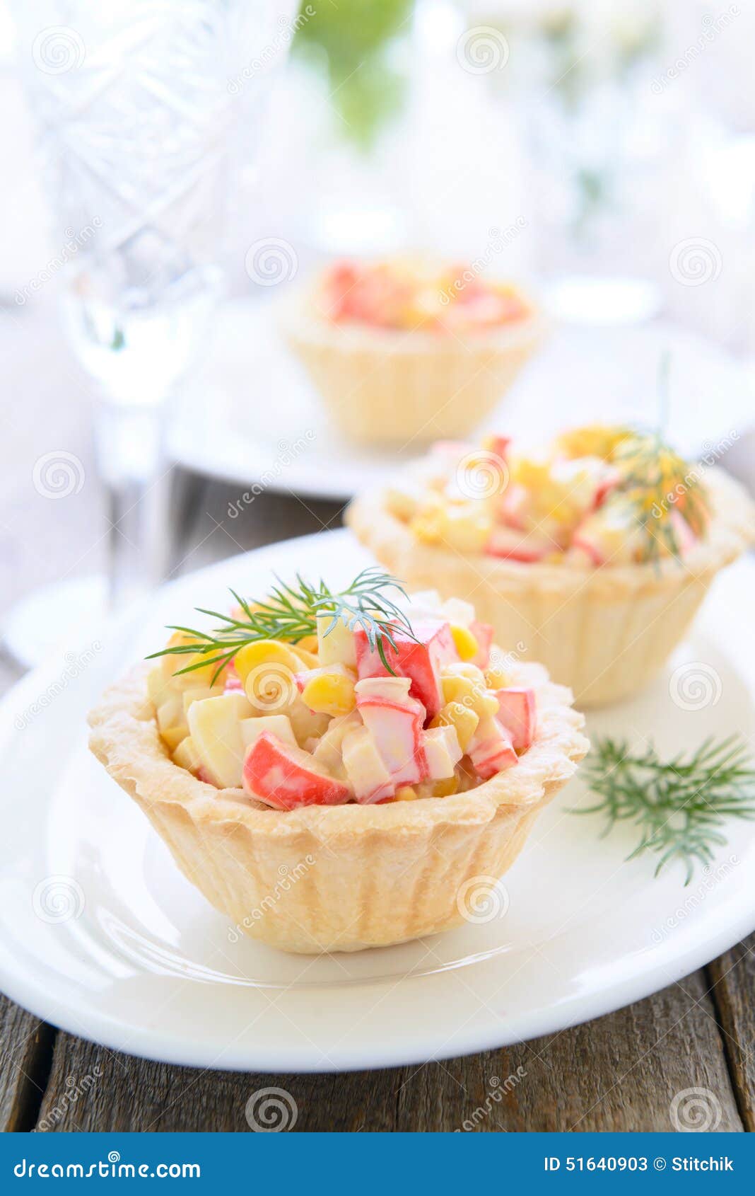Mini Tarts with Crab Salad for Holiday Stock Image Image of delicious