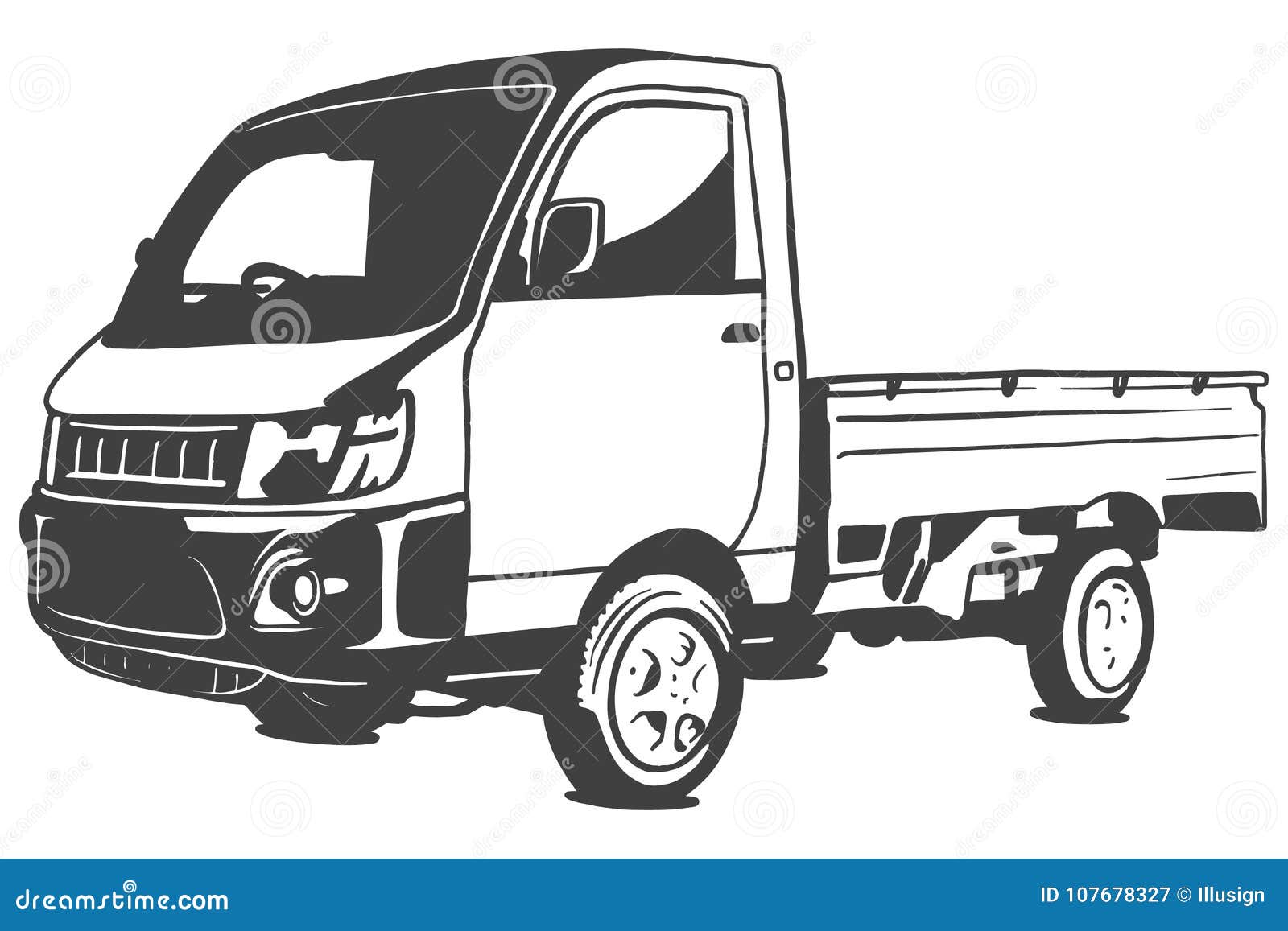 Mini Truck Vector Black Illustration Isolated On White 