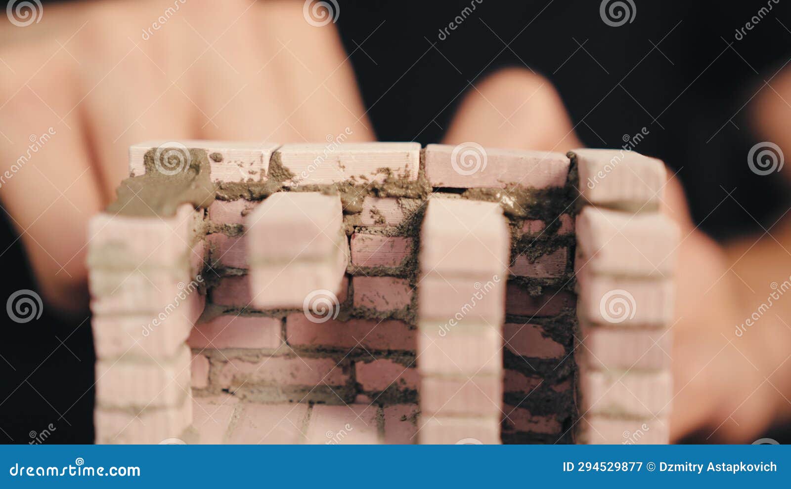 Miniature Brick House Construction with Trowel Tiny Brickwork and