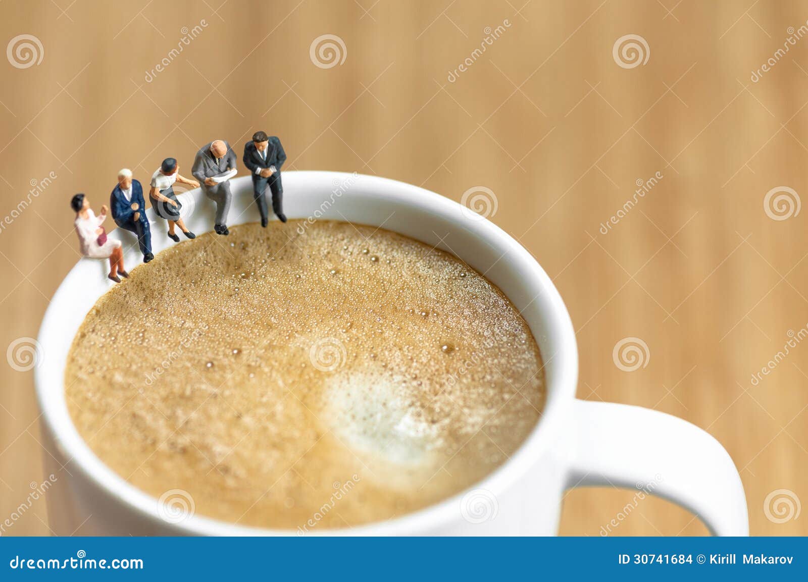 Miniature Business Team Having a Coffee Break Stock Photo Image of