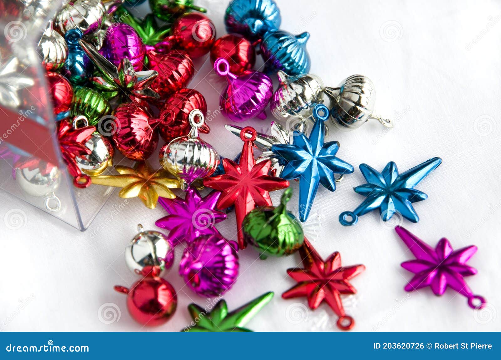 Miniature Christmas Ornaments on White Background Stock Photo - Image of  celebration, celebrate: 203620726