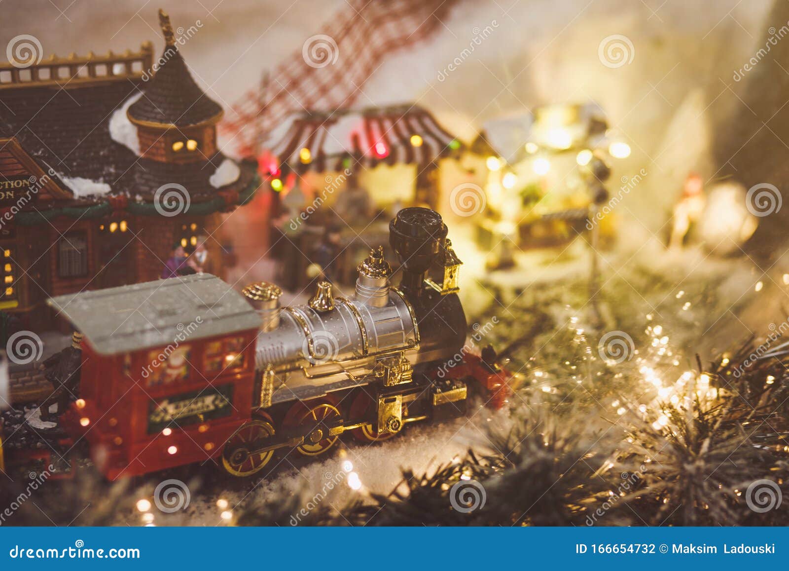 Miniature Christmas train stock photo. Image of display 166654732