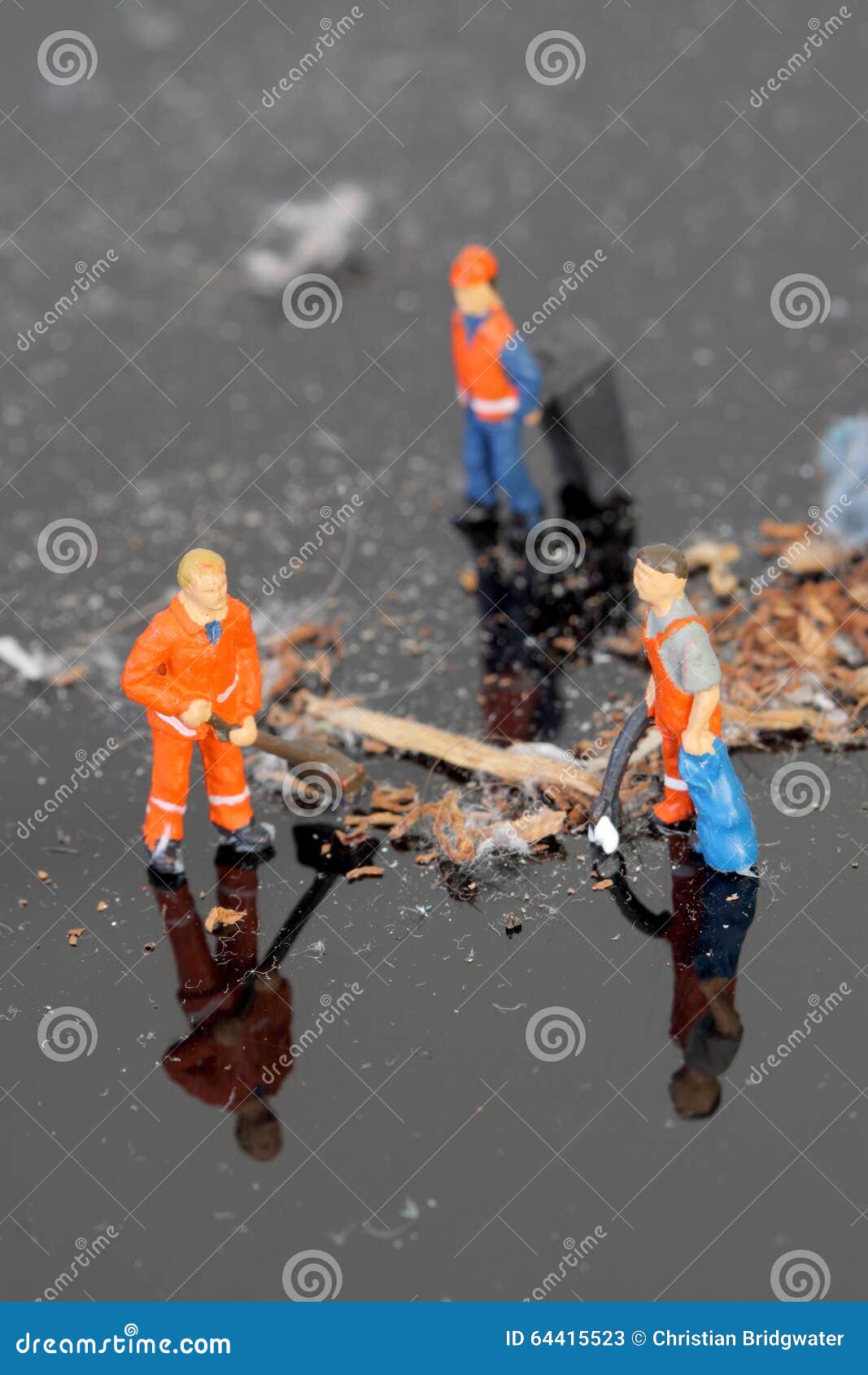 Miniature Cleaners Cleaning Dust Reflected Stock Image Image of