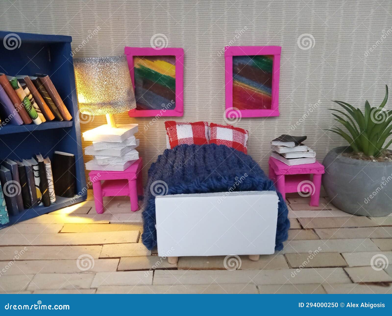 Miniature Doll House Bedroom Scene Stock Photo Image of home, house