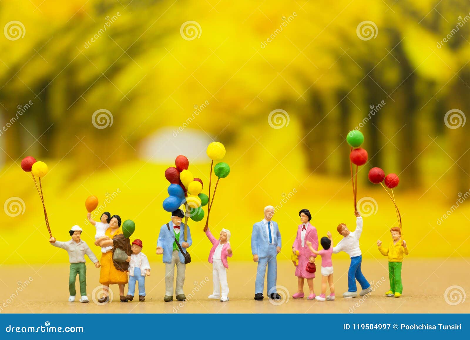 Miniature Family: Childrens Playing Balloon Together. Image Use for  Background International Day of Families Concept Stock Image - Image of  grass, freedom: 119504997