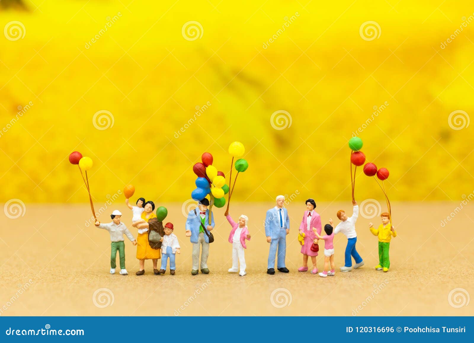 Miniature Family: Childrens Playing Balloon Together. Image Use for  Background International Day of Families Concept Stock Photo - Image of  family, child: 120316696