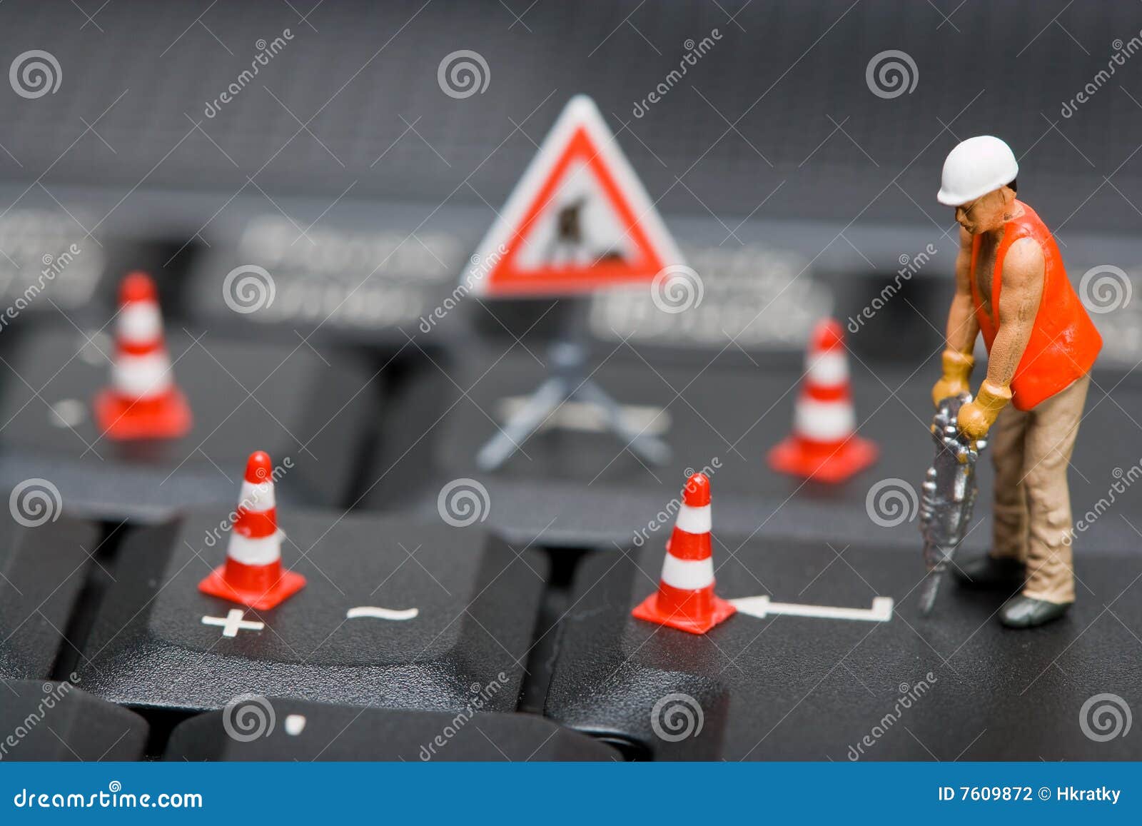 Miniature Figures Working on a Computer Keyboard. Stock Photo Image of laptop, miniature 7609872