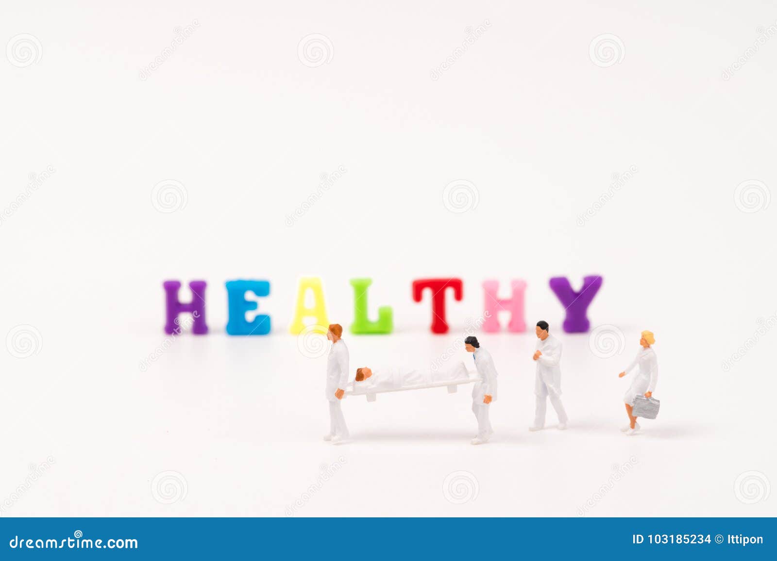 miniature peaple healthy teamwork with healthy text
