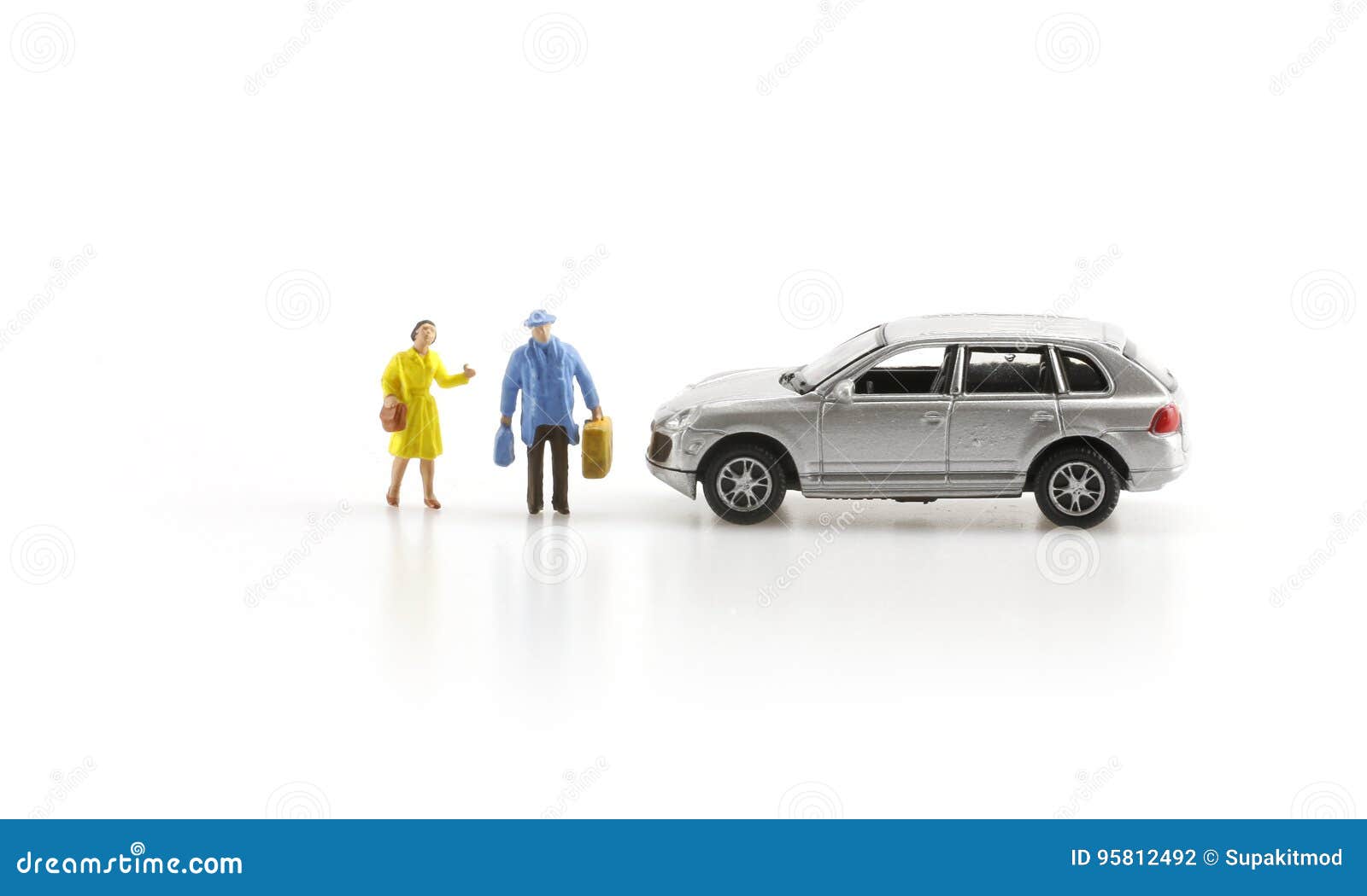 miniature people with car