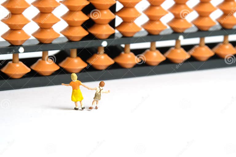 Fun learning concept kids play together in front of abacus or swipoa