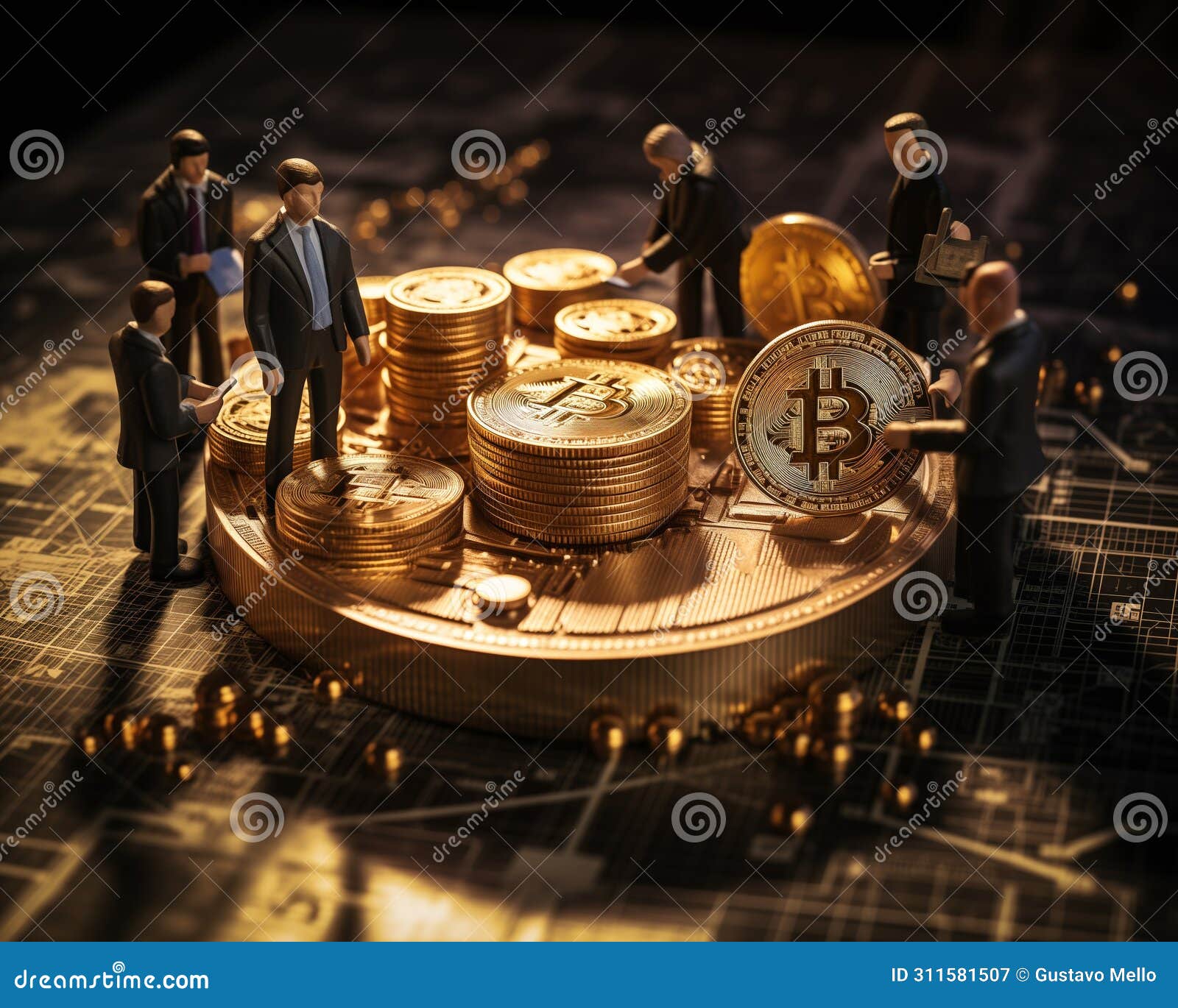Miniature People Worker Working of Bitcoins. Cryptocurrency Mining Concept  Stock Illustration - Illustration of rate, currency: 311581507