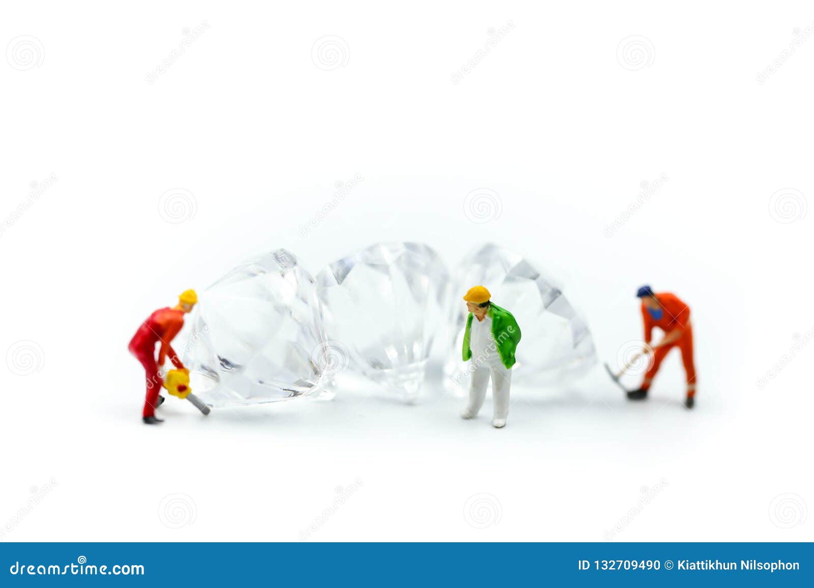 Miniature People Working Cutting Diamond , Diamond Cutters Co Stock