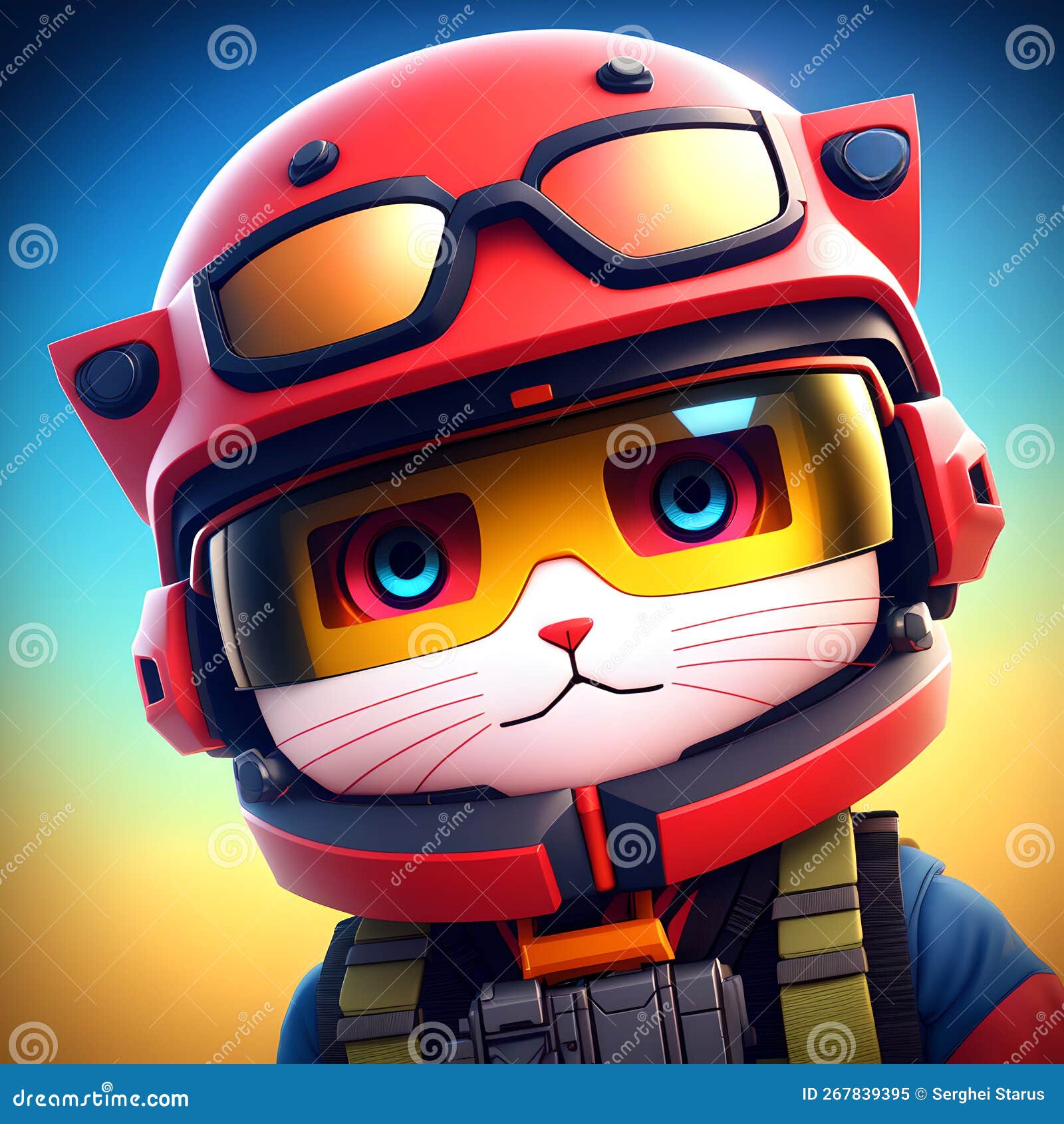 A Miniature Plastic Representation of a Cool Cat in a Helmet and Gear