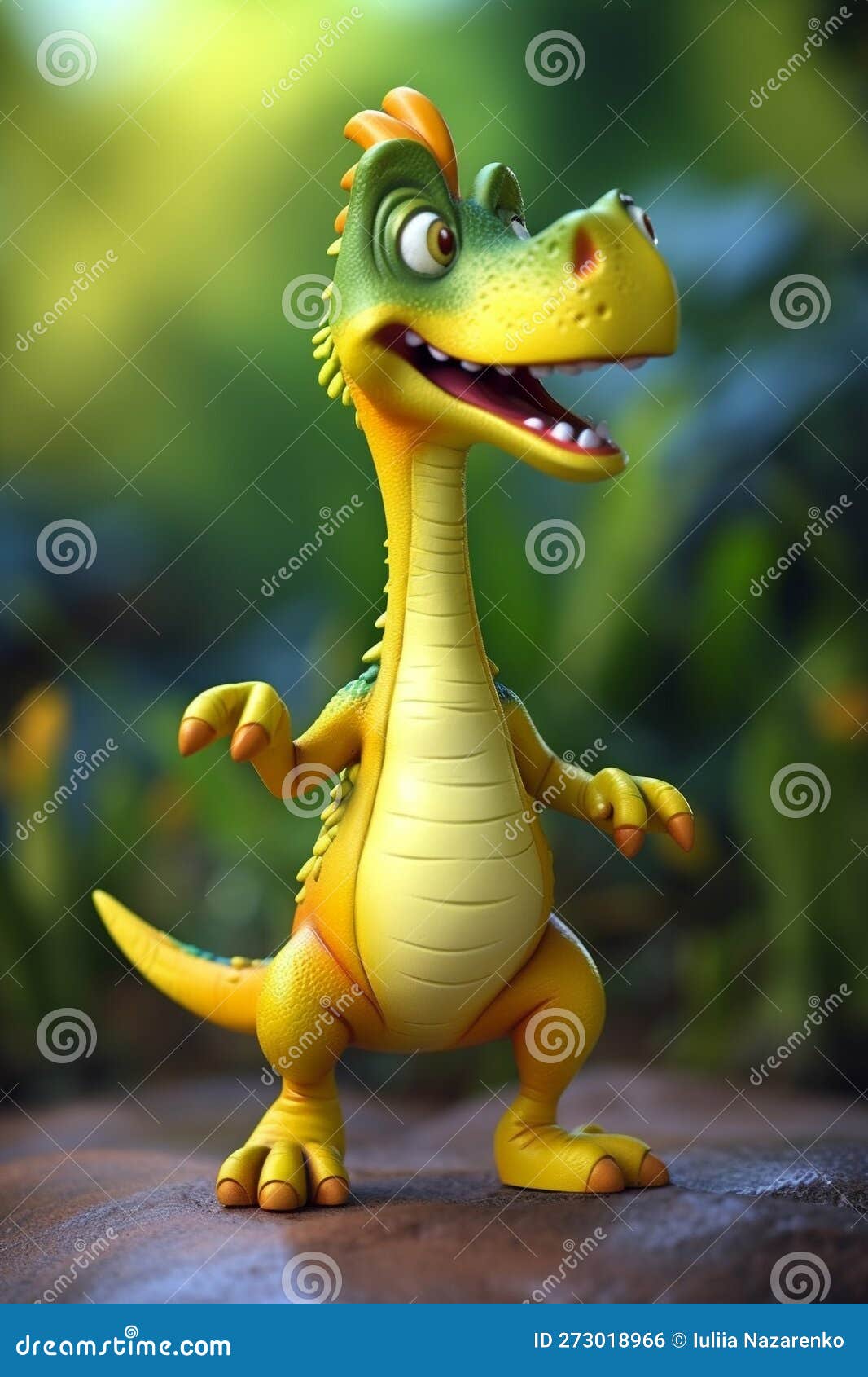 Miniature Realistic Dancing Dinosaur. AI Generated Stock Illustration