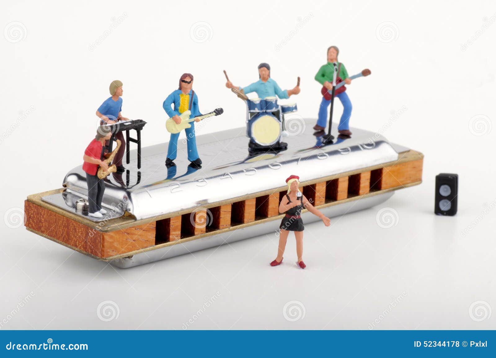 Miniature of a Rock Band Playing on the Harmonica Stock Photo Image of microphone, drums 52344178