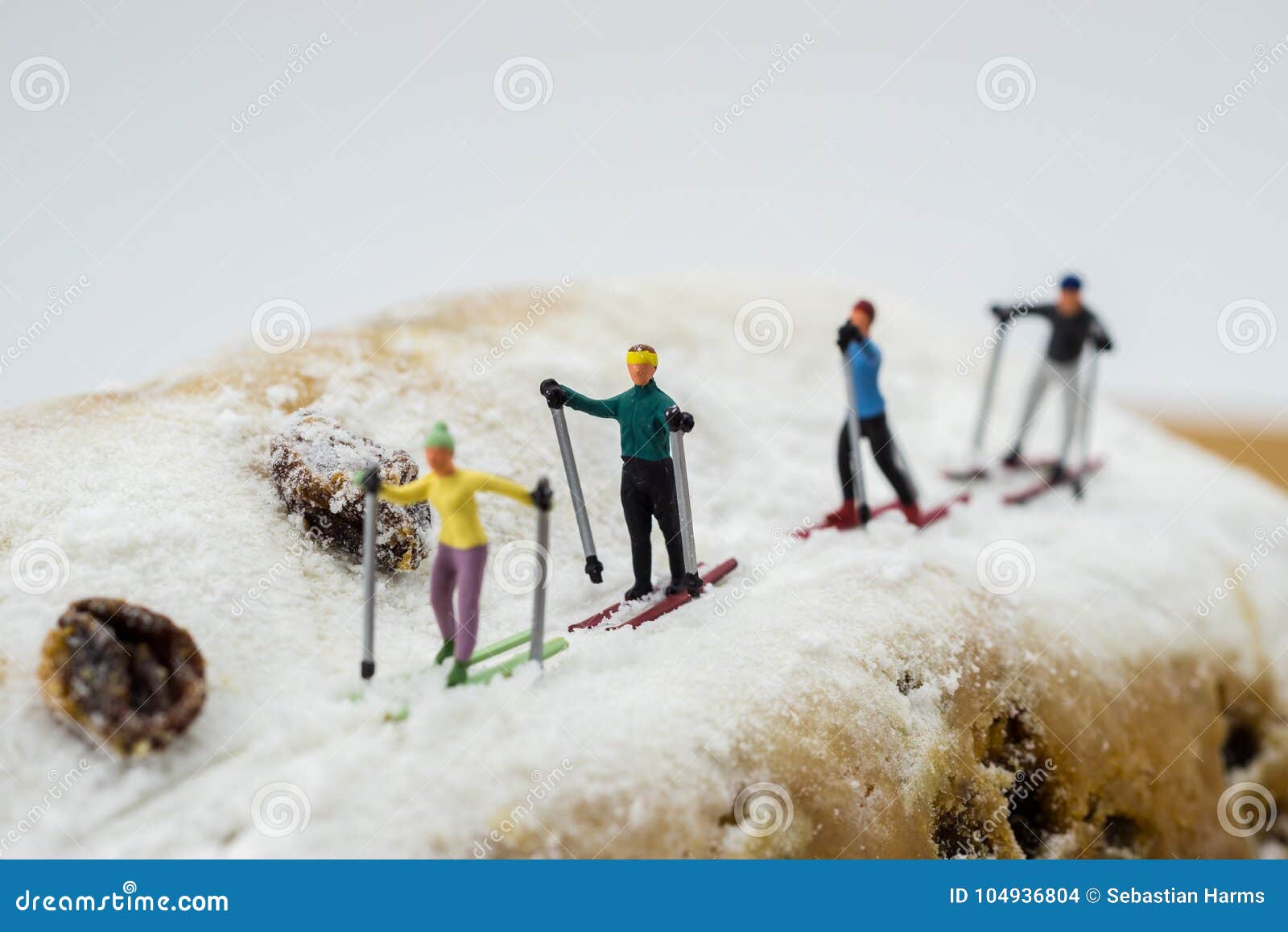 Miniature Skier Skiing on a Cake Stock Photo - Image of nature, outdoor:  104936804