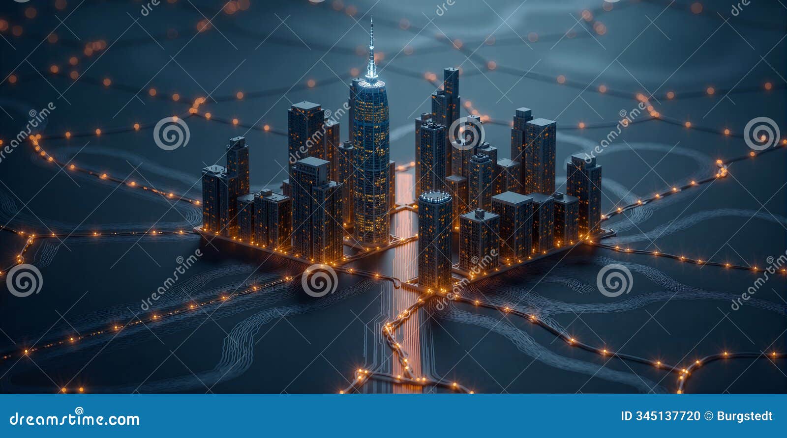 miniature skyscrapers in the city on a computer board, futuristic smart city technology, digital infrastructure, technology in the