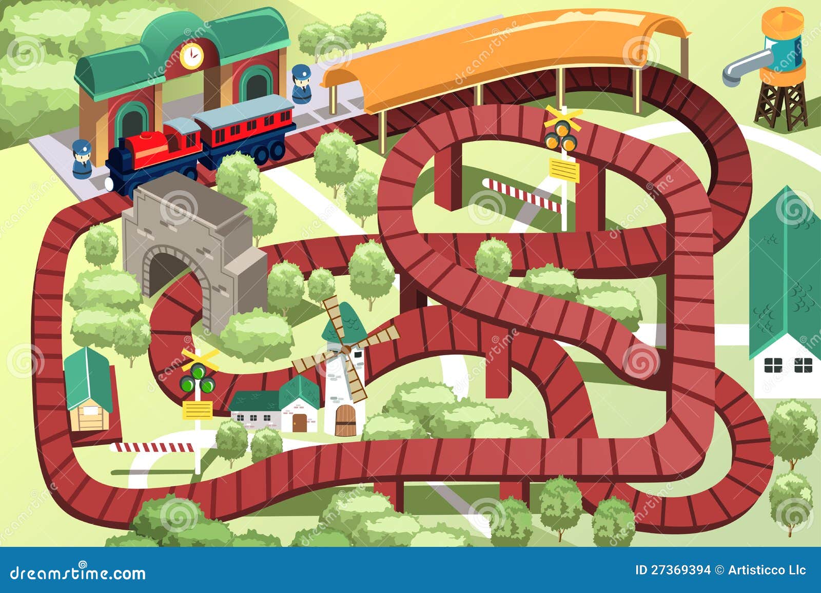 Miniature toy train track stock vector. Illustration of cartoon 27369394