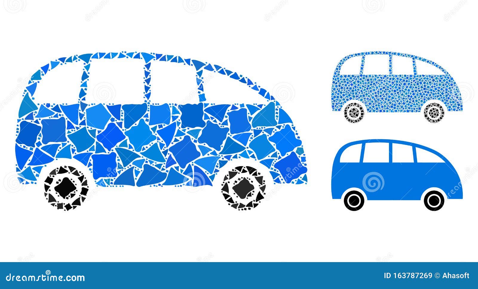 minibus composition icon of rugged parts