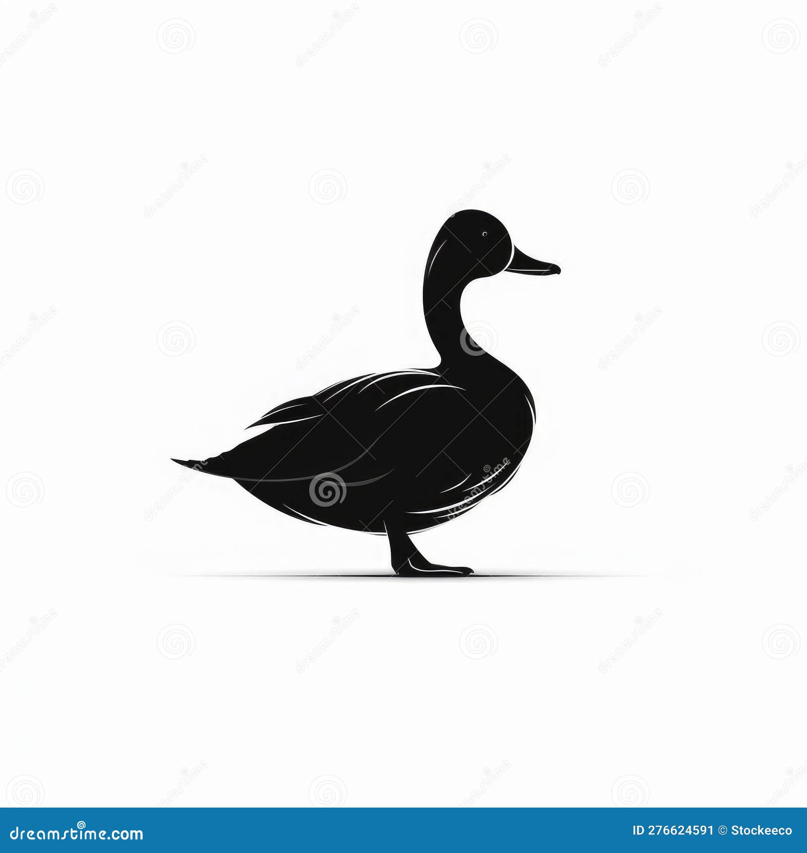 Minimal Black and White Duck Logo in Flat Design Stock Illustration