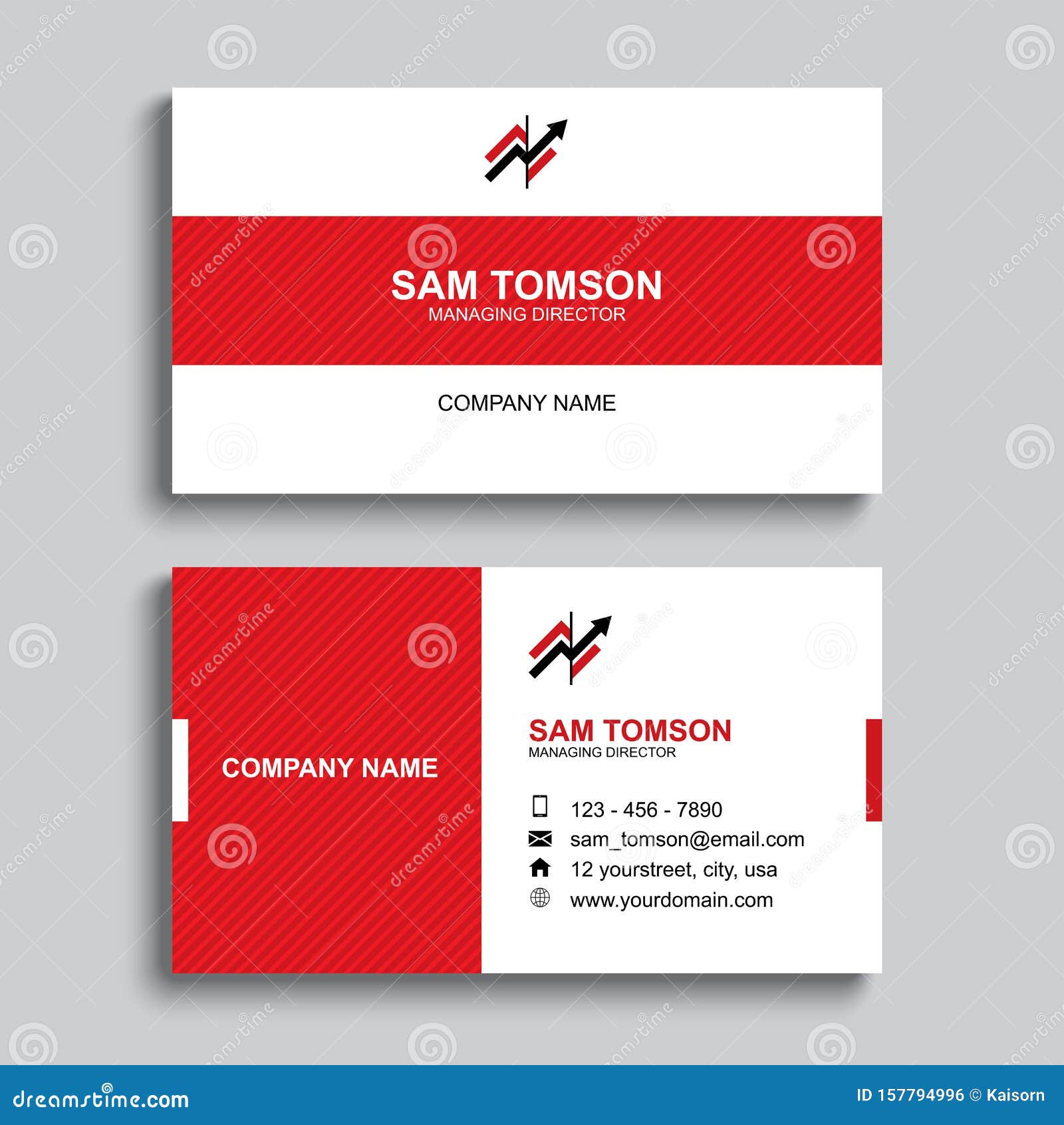 Minimal Business Card Print Template Design. Red Color and Simple Intended For Free Template Business Cards To Print