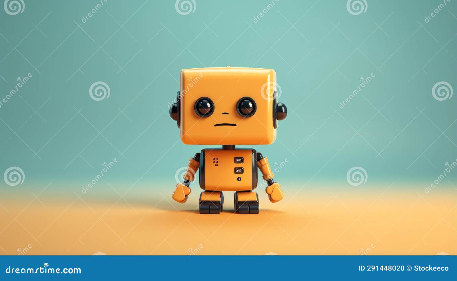 minimal cute robot: small orange robot with intense expressions