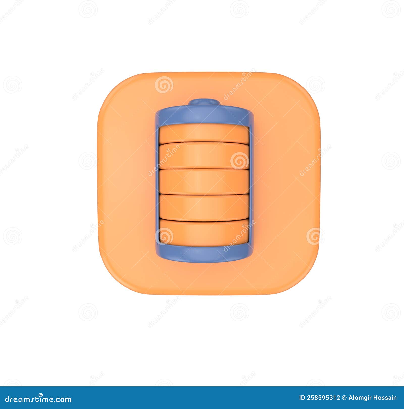 minimal 3d  full battery charge levels status icon 3d render