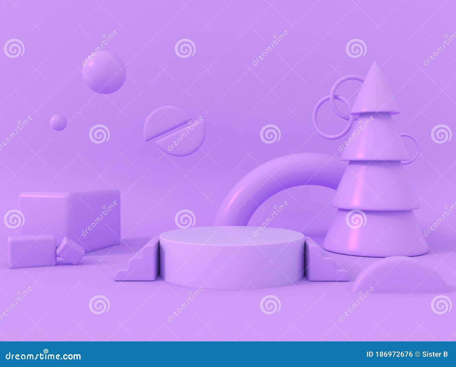 minimal 3d rendering scene with podium and abstract background. geometric  in pastel colors.